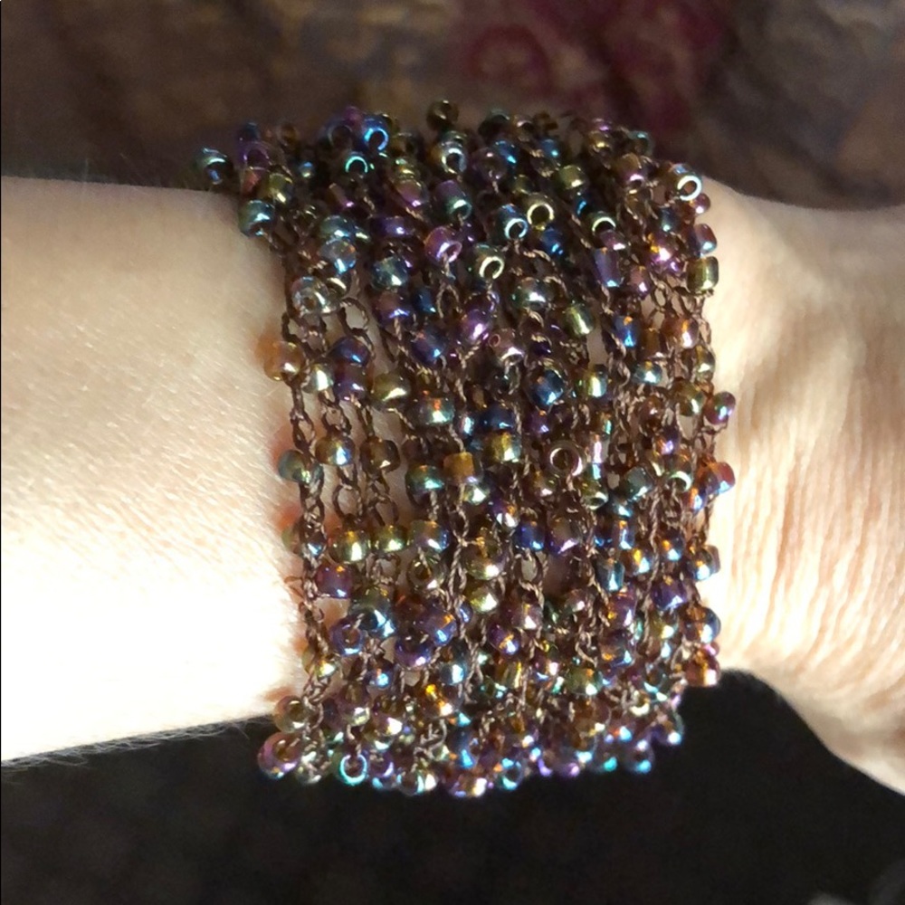 Multi-Color Brown & Purple Bead Bracelet